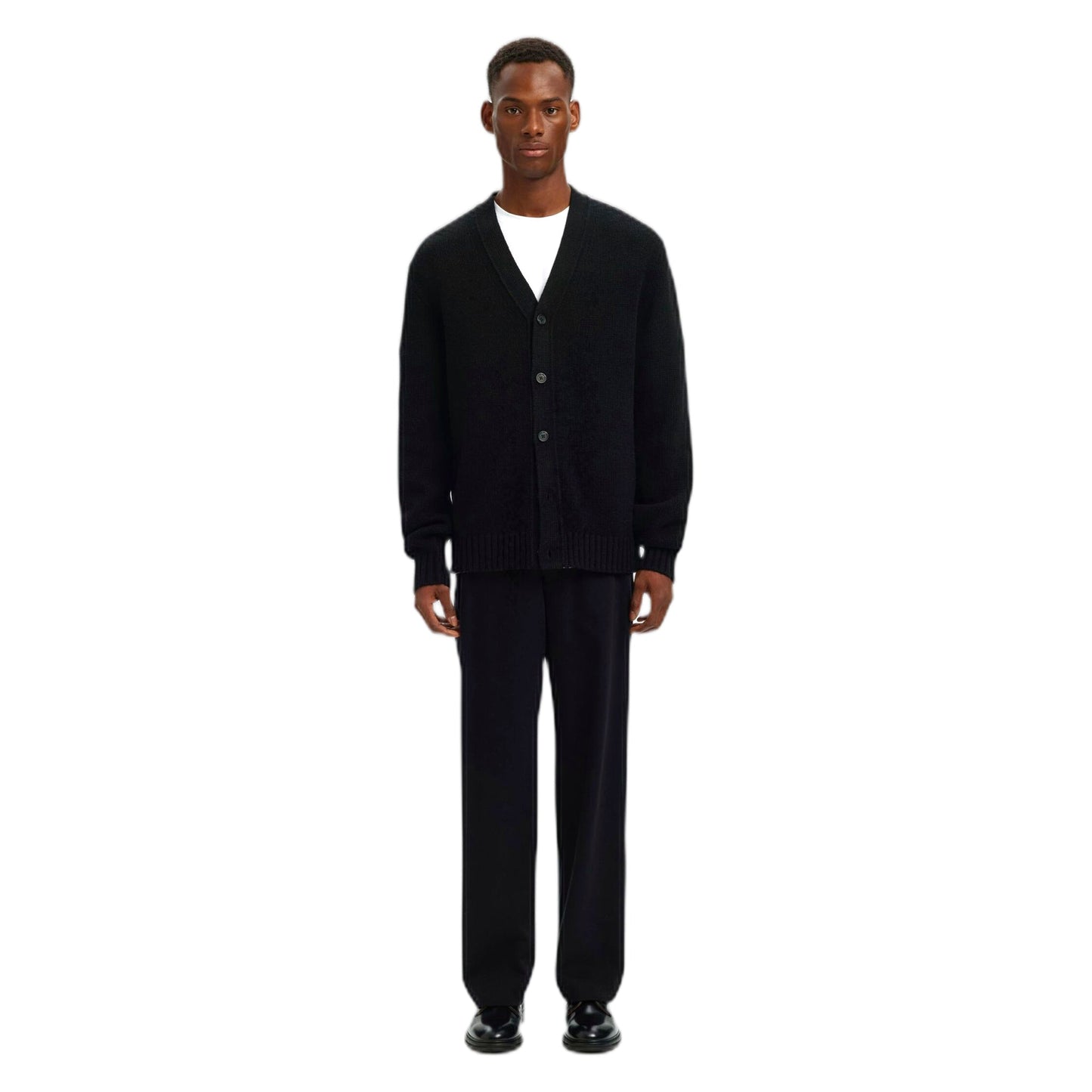 Cardigan Selected Homme LS Knit Relaxed Cardigan - Black - Maglieria di Selected Homme | Francis Concept