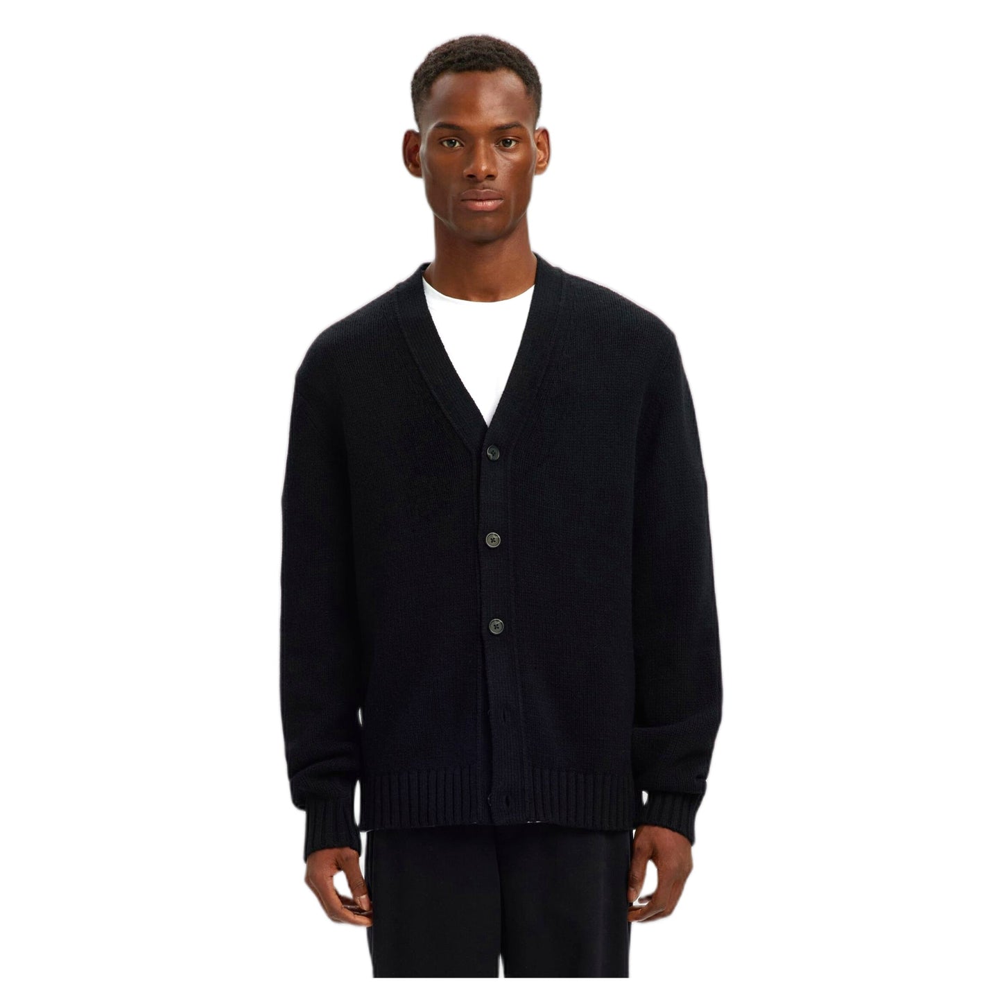Cardigan Selected Homme LS Knit Relaxed Cardigan - Black - Maglieria di Selected Homme | Francis Concept