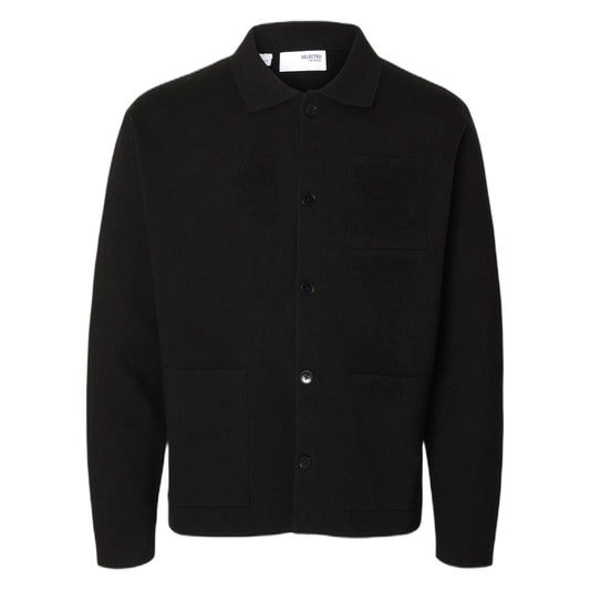 Cardigan Selected Homme Mike Light Relaxed Polo Cardigan - Nero - Maglieria di Selected Homme | Francis Concept
