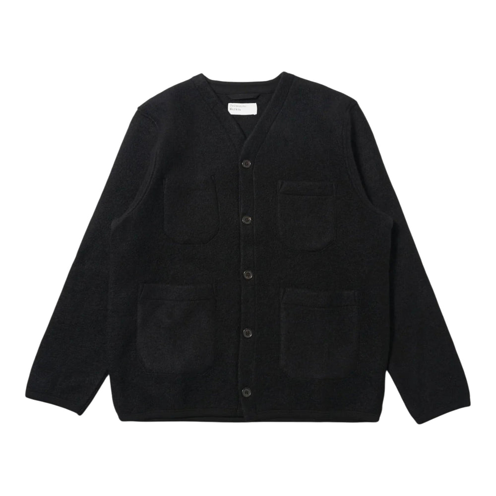 Cardigan Universal Works Wool Fleece - Black - Giacca di Universal Works | Francis Concept