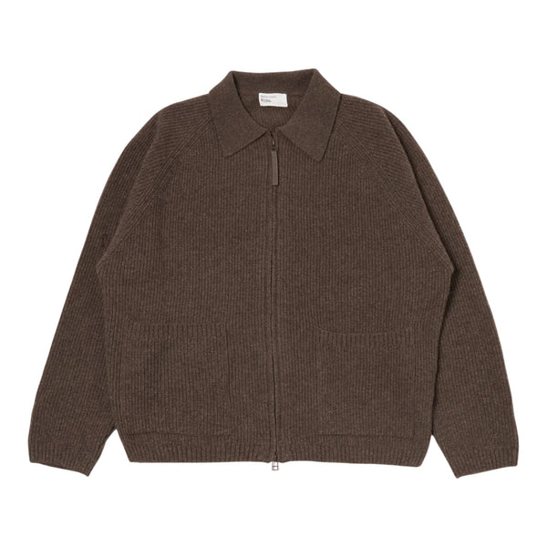 Cardigan Universal Works Zip Cardigan Eco Wool - Brown - Maglieria di Universal Works | Francis Concept