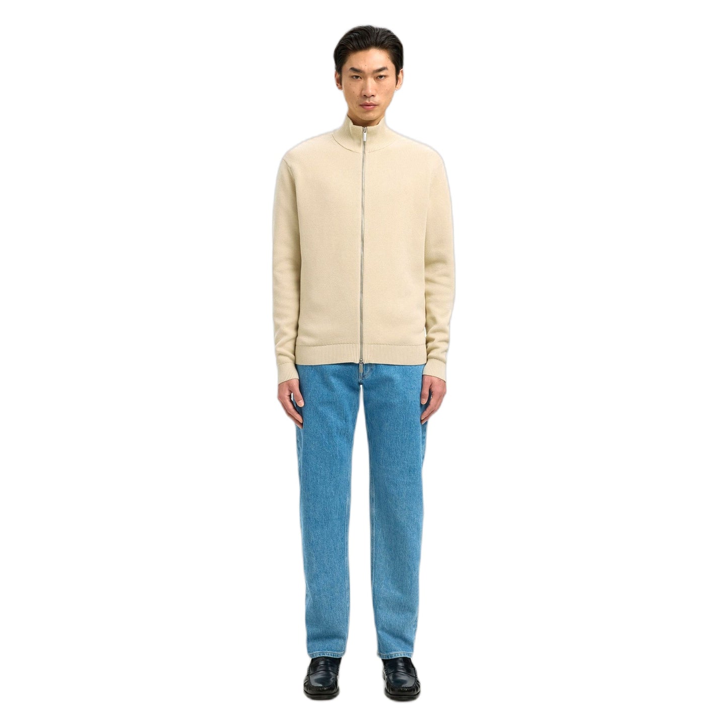 Cardigan Zip Selected Homme LS Knit Structure Full Zip In Cotone - Beige - Maglieria di Selected Homme | Francis Concept