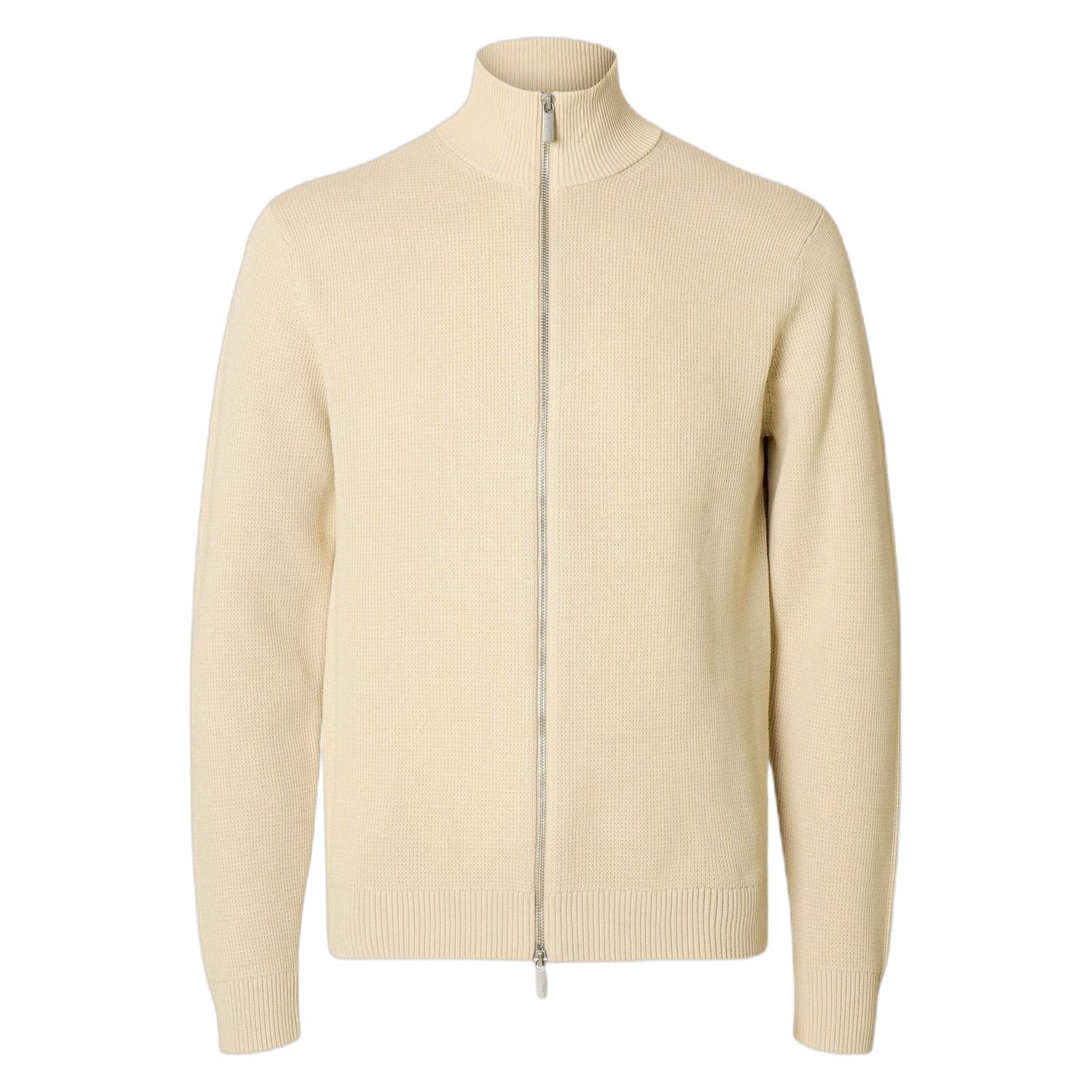 Cardigan Zip Selected Homme LS Knit Structure Full Zip In Cotone - Beige - Maglieria di Selected Homme | Francis Concept