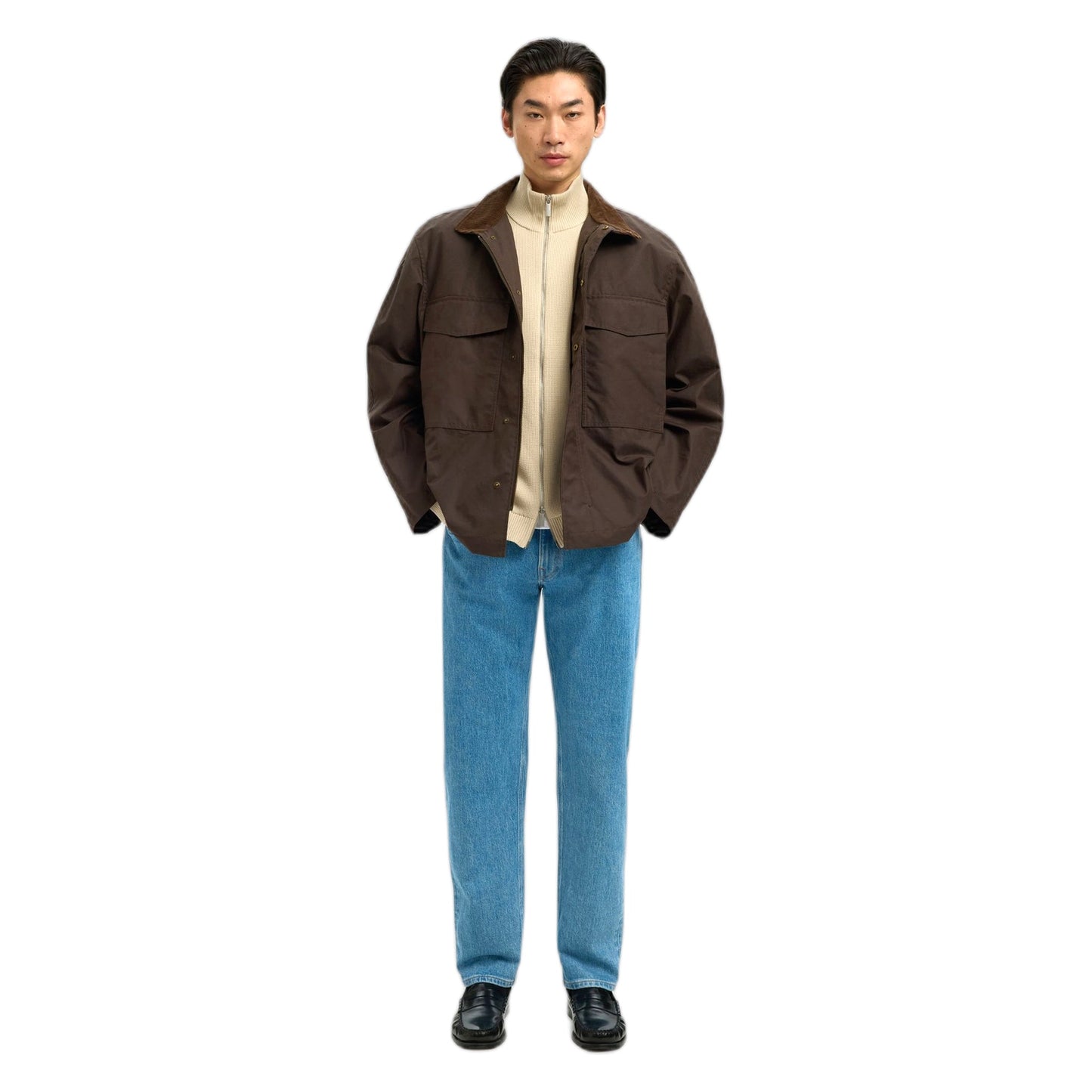 Cardigan Zip Selected Homme LS Knit Structure Full Zip In Cotone - Beige - Maglieria di Selected Homme | Francis Concept