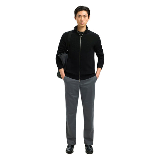 Cardigan Zip Selected Homme LS Knit Structure Full Zip In Cotone - Nero - Maglieria di Selected Homme | Francis Concept