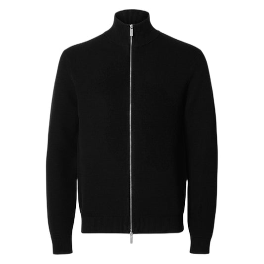 Cardigan Zip Selected Homme LS Knit Structure Full Zip In Cotone - Nero - Maglieria di Selected Homme | Francis Concept
