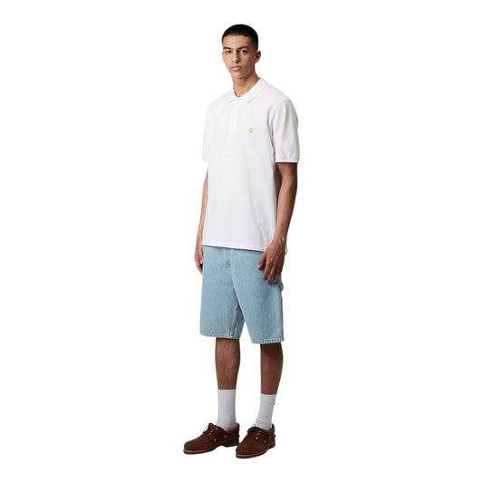 Carhartt Wip Chase Pique Polo - White / Gold - Polo di Carhartt Wip | Francis Concept