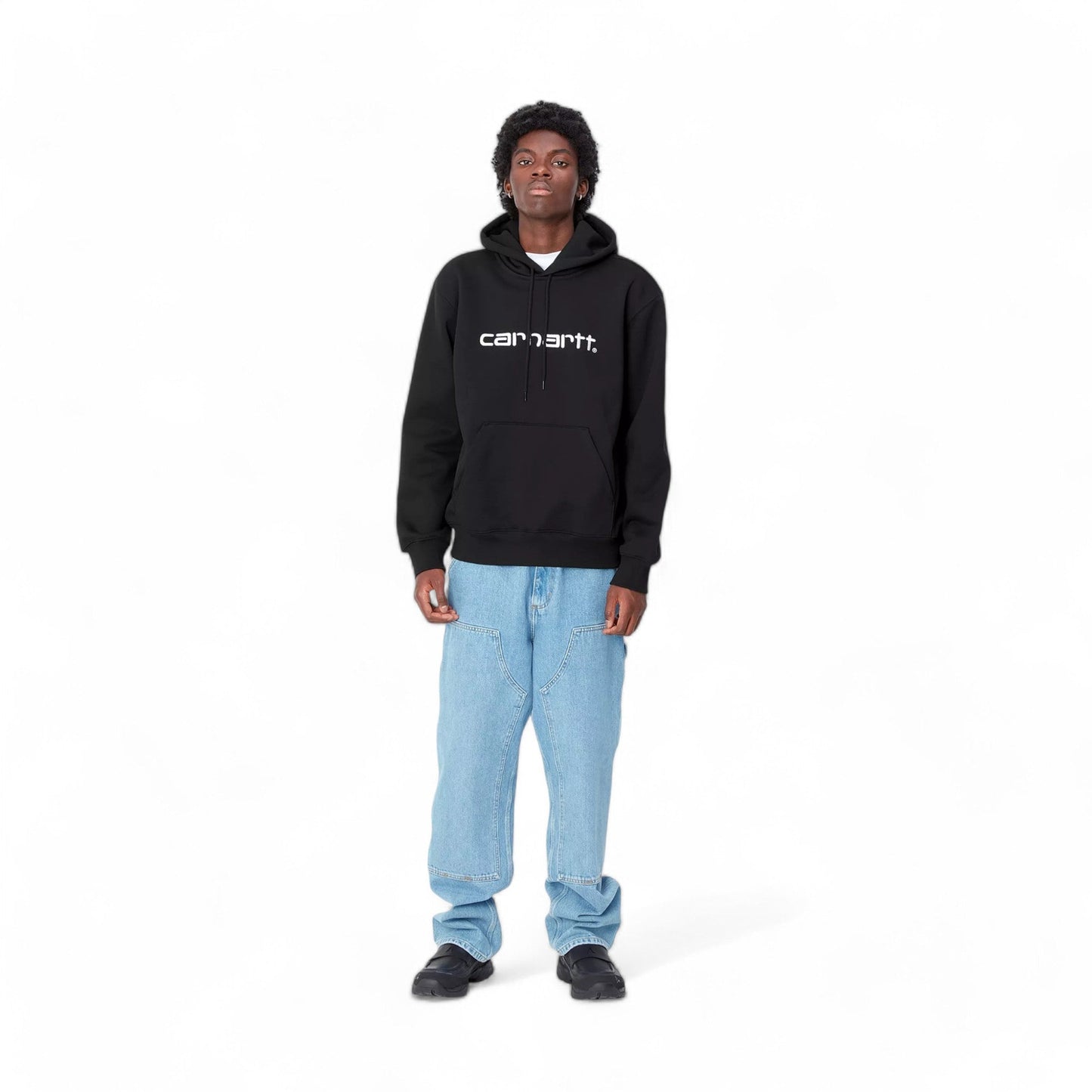 Carhartt Wip Hooded Carhartt Sweat - Black / White - Felpe di Carhartt Wip | Francis Concept