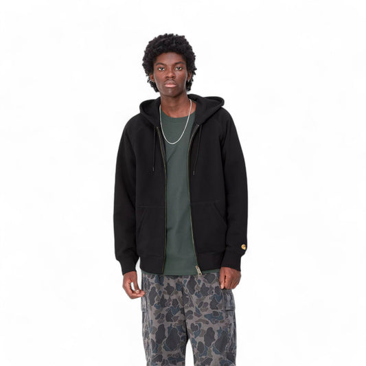 Carhartt Wip Hooded Chase Jacket - Black / Gold - Felpe di Carhartt Wip | Francis Concept
