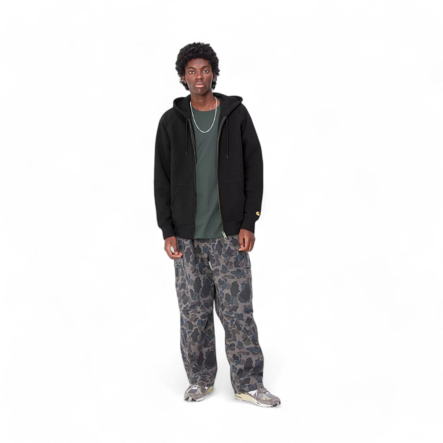 Carhartt Wip Hooded Chase Jacket - Black / Gold - Felpe di Carhartt Wip | Francis Concept