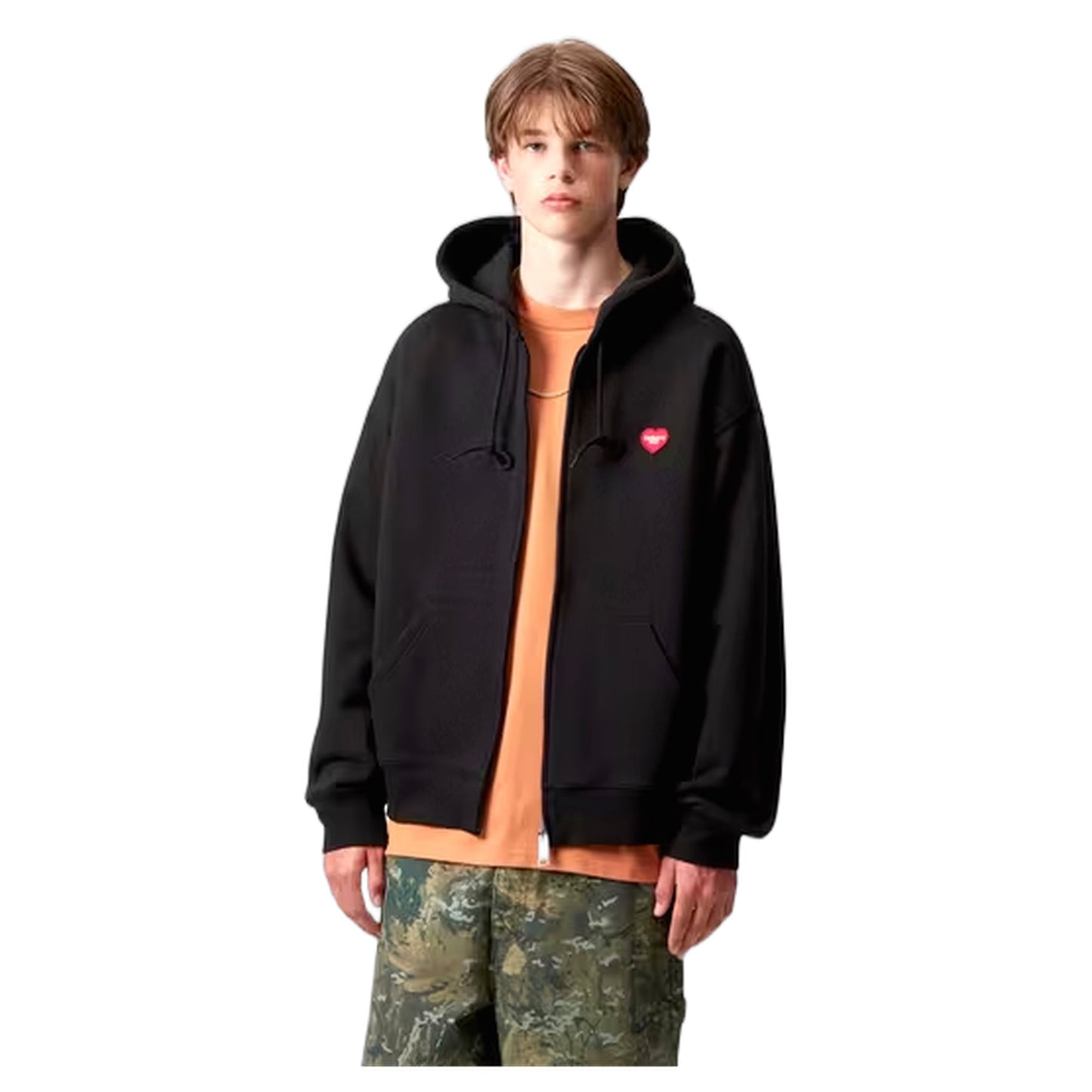 Carhartt Wip Hooded Heart II Hartt Sweat Jacket - Black - Felpe di Carhartt Wip | Francis Concept