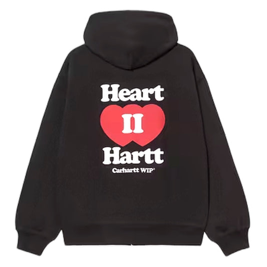 Carhartt Wip Hooded Heart II Hartt Sweat Jacket - Black - Felpe di Carhartt Wip | Francis Concept