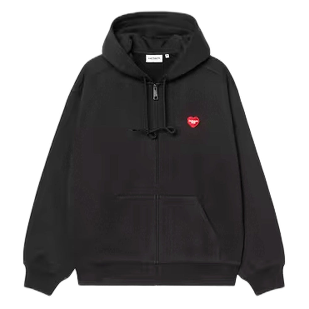 Carhartt Wip Hooded Heart II Hartt Sweat Jacket - Black - Felpe di Carhartt Wip | Francis Concept