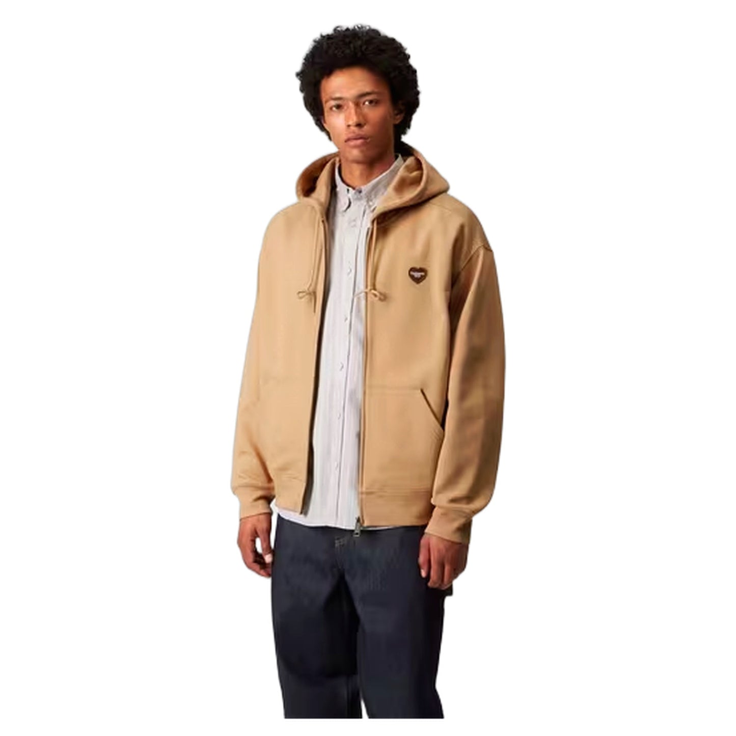 Carhartt Wip Hooded Heart II Hartt Sweat Jacket - Dusty H Brown - Felpe di Carhartt Wip | Francis Concept