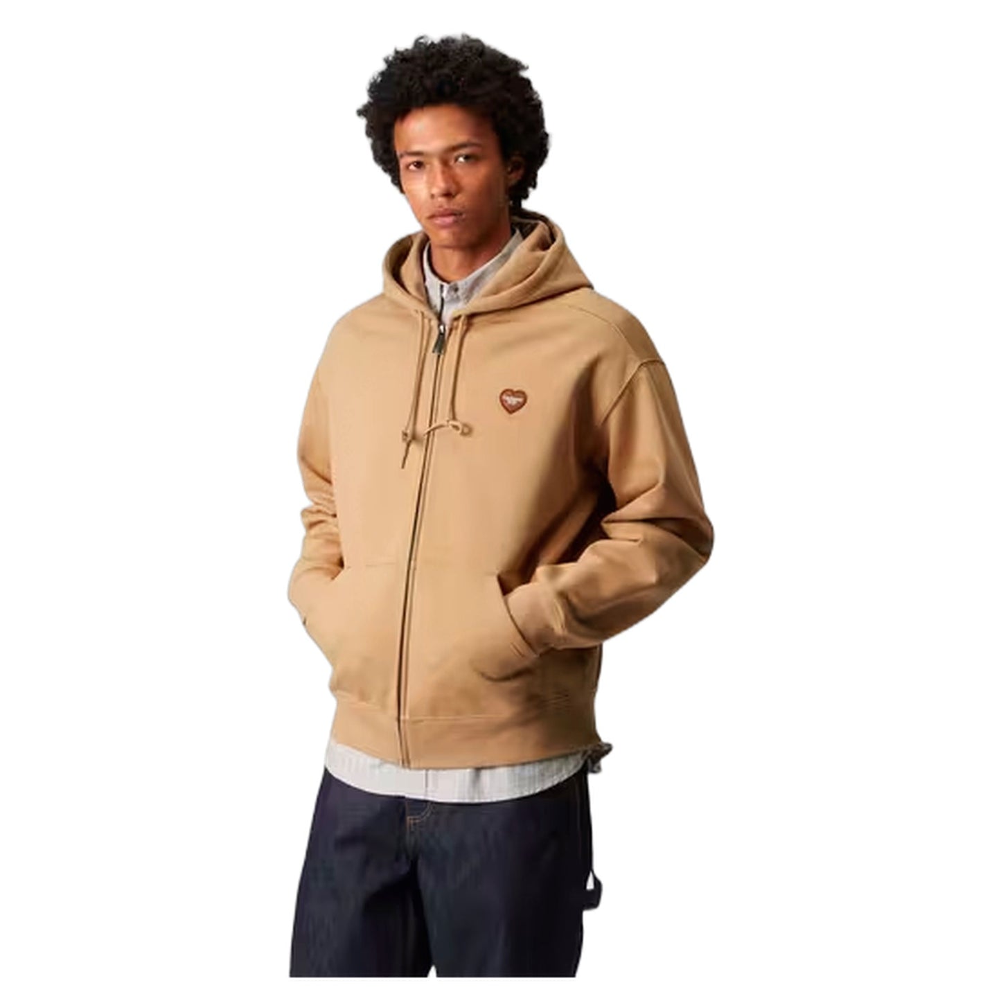 Carhartt Wip Hooded Heart II Hartt Sweat Jacket - Dusty H Brown - Felpe di Carhartt Wip | Francis Concept