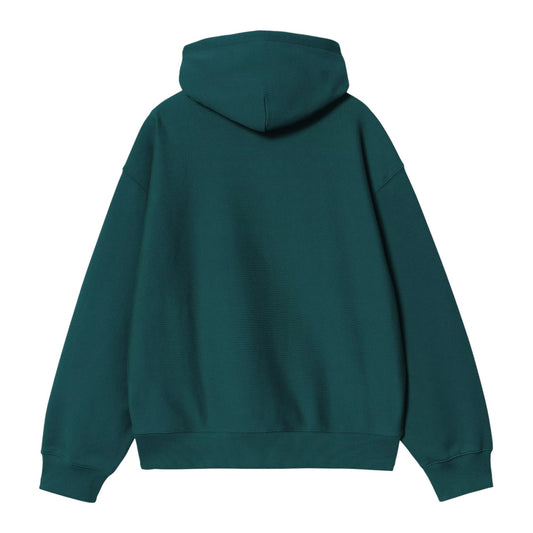 Carhartt Wip Hooded Label Script Sweat - Malachite - Felpe di Carhartt Wip | Francis Concept