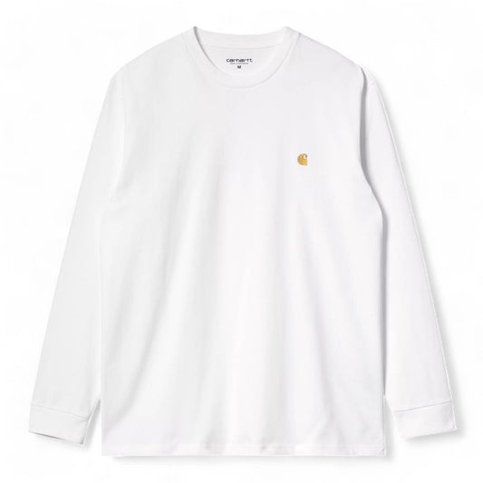 Carhartt Wip L/S Chase T-Shirt - White / Gold - Long Sleeve di Carhartt Wip | Francis Concept