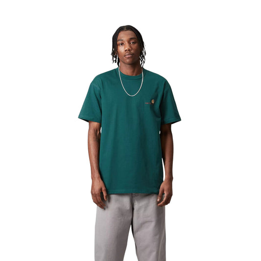 Carhartt Wip S/S American Script T-Shirt - Malachite - T-Shirt di Carhartt Wip | Francis Concept