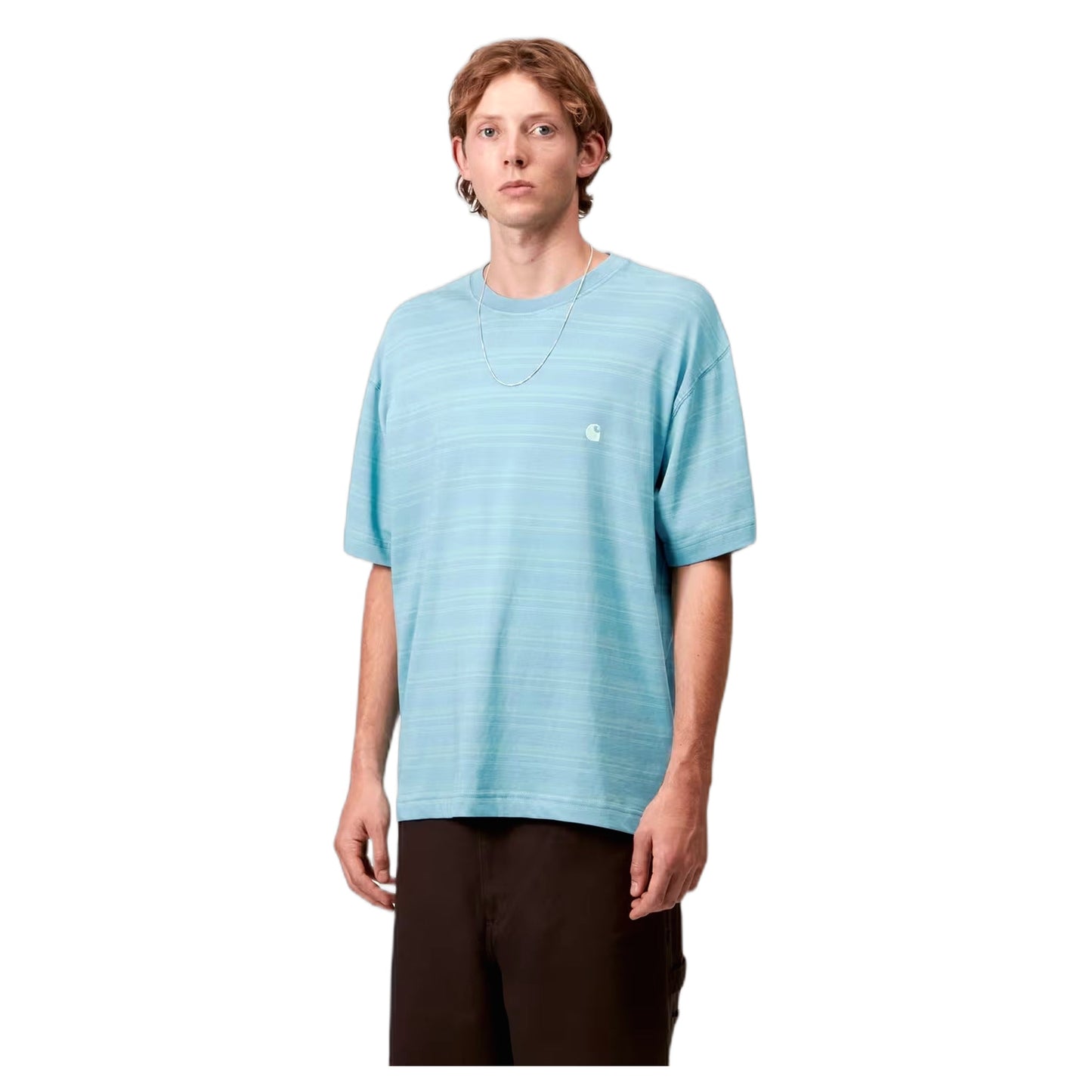 Carhartt Wip S/S Brodine T-Shirt - Brodine Stripe / Saguaro - T-Shirt di Carhartt Wip | Francis Concept