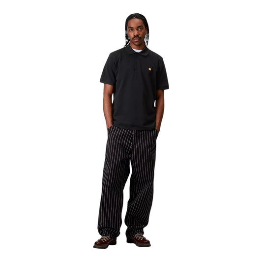 Carhartt Wip S/S Chase Pique Polo - Black - Polo di Carhartt Wip | Francis Concept