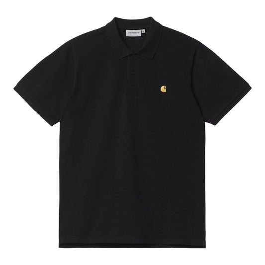 Carhartt Wip S/S Chase Pique Polo - Black - Polo di Carhartt Wip | Francis Concept