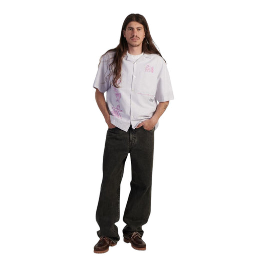 Camicia Edwin Reader S Club Shirt SS - Lilla / White Francis Concept
