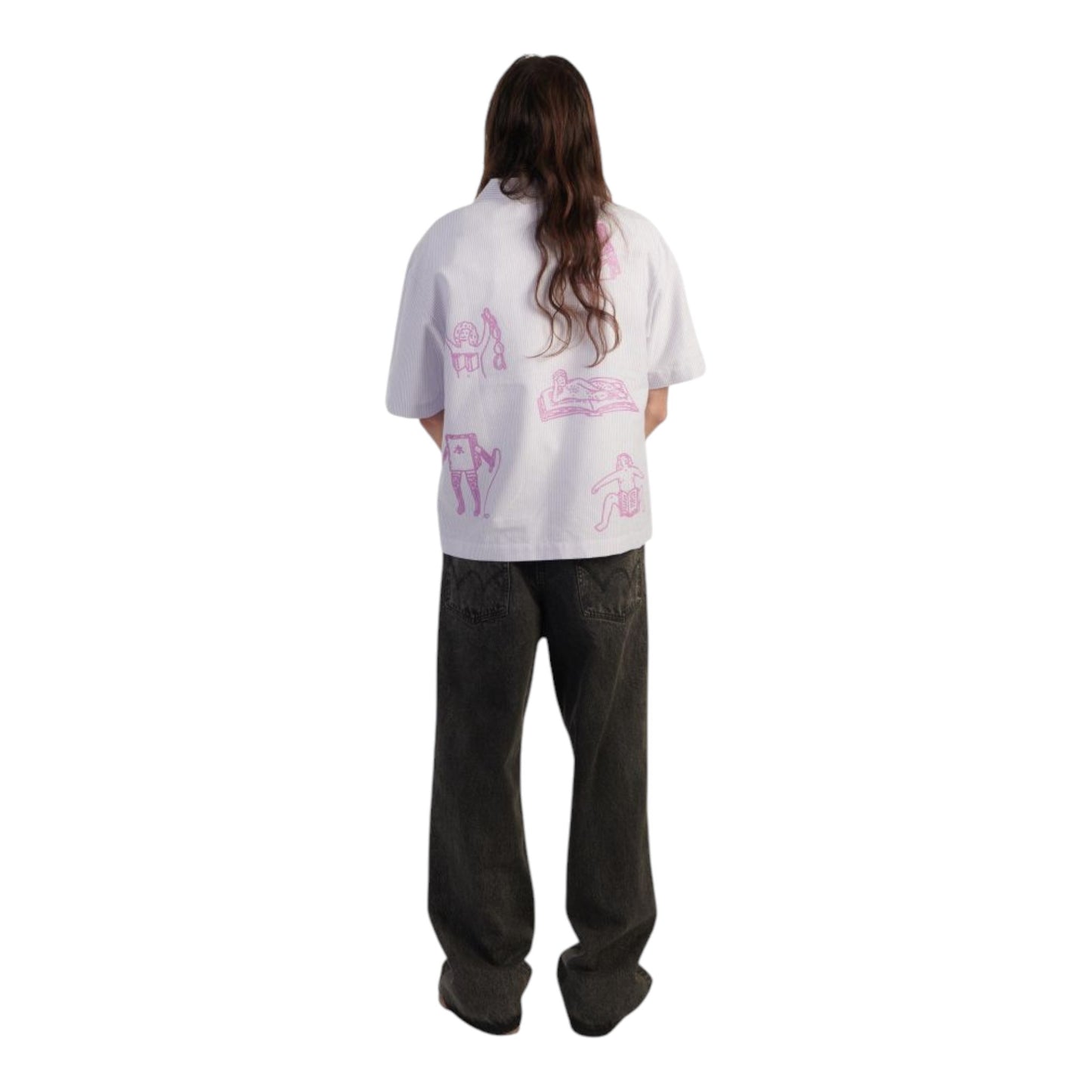 Camicia Edwin Reader S Club Shirt SS - Lilla / White Francis Concept
