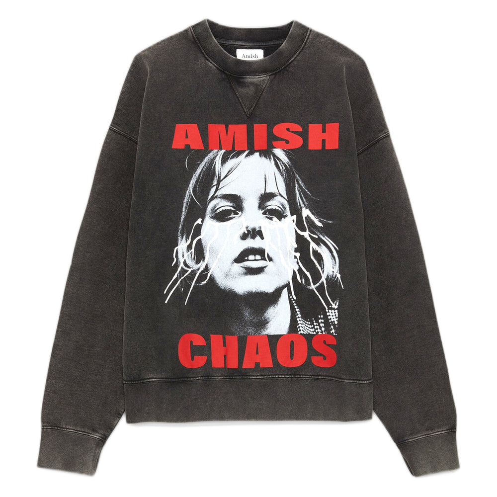 Felpa Amish Crop Sweater Caos - Pigment Stone Black - Maglieria di Amish | Francis Concept