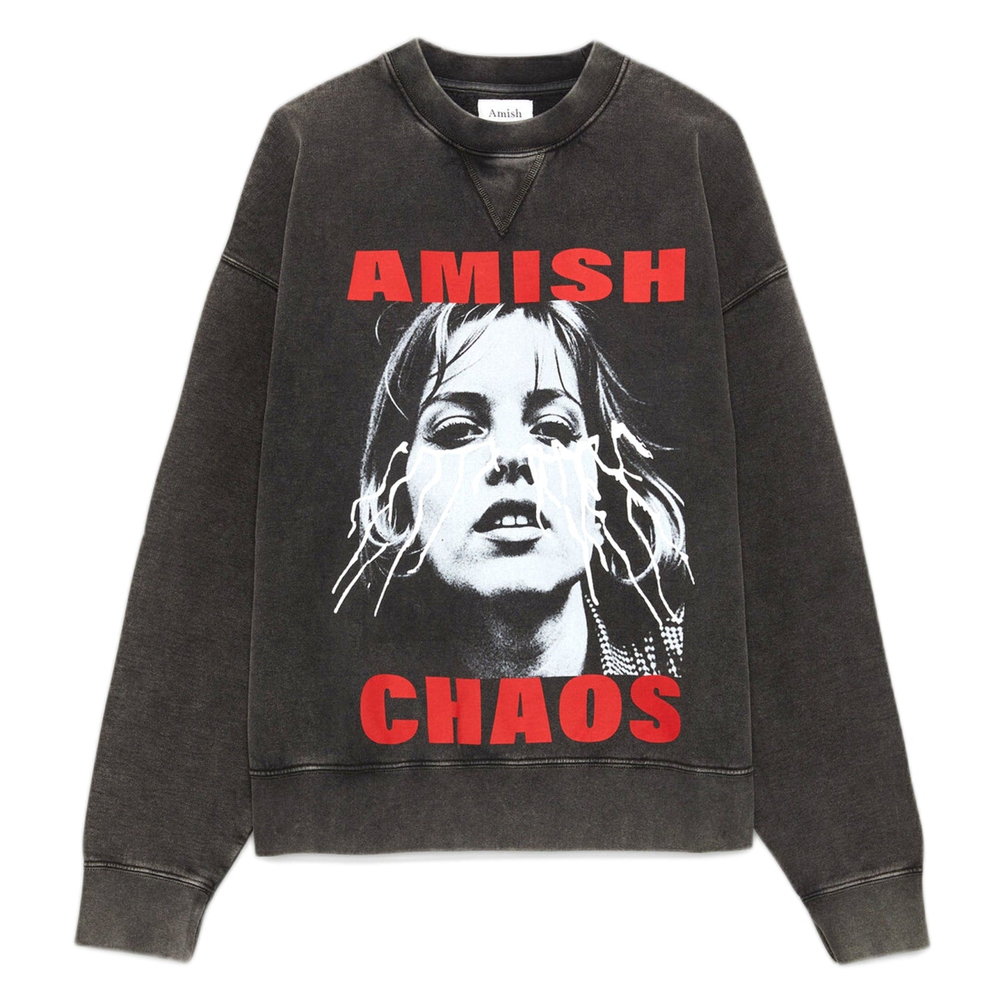 Felpa Amish Crop Sweater Caos - Pigment Stone Black - Maglieria di Amish | Francis Concept