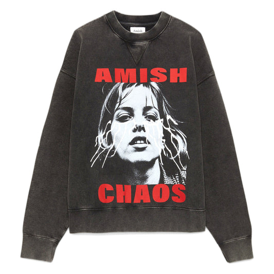 Felpa Amish Crop Sweater Caos - Pigment Stone Black - Maglieria di Amish | Francis Concept