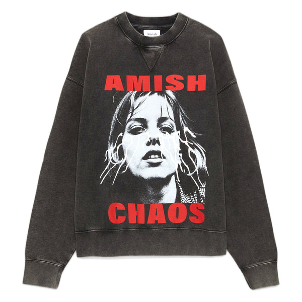 Felpa Amish Crop Sweater Caos - Pigment Stone Black - Maglieria di Amish | Francis Concept