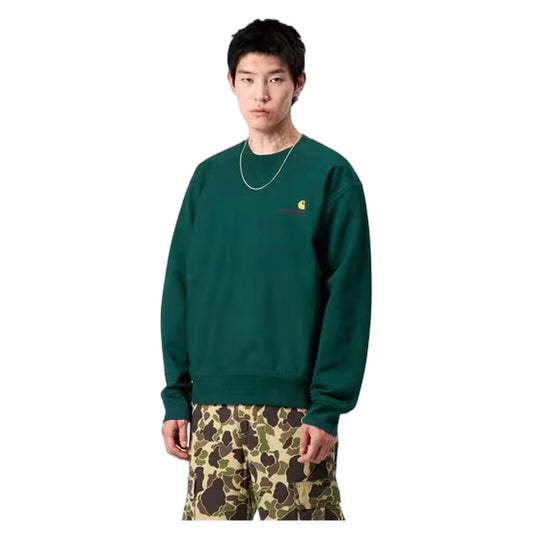 Felpa Carhartt Wip American Script Sweat - Dark Fir - Felpe di Carhartt Wip | Francis Concept