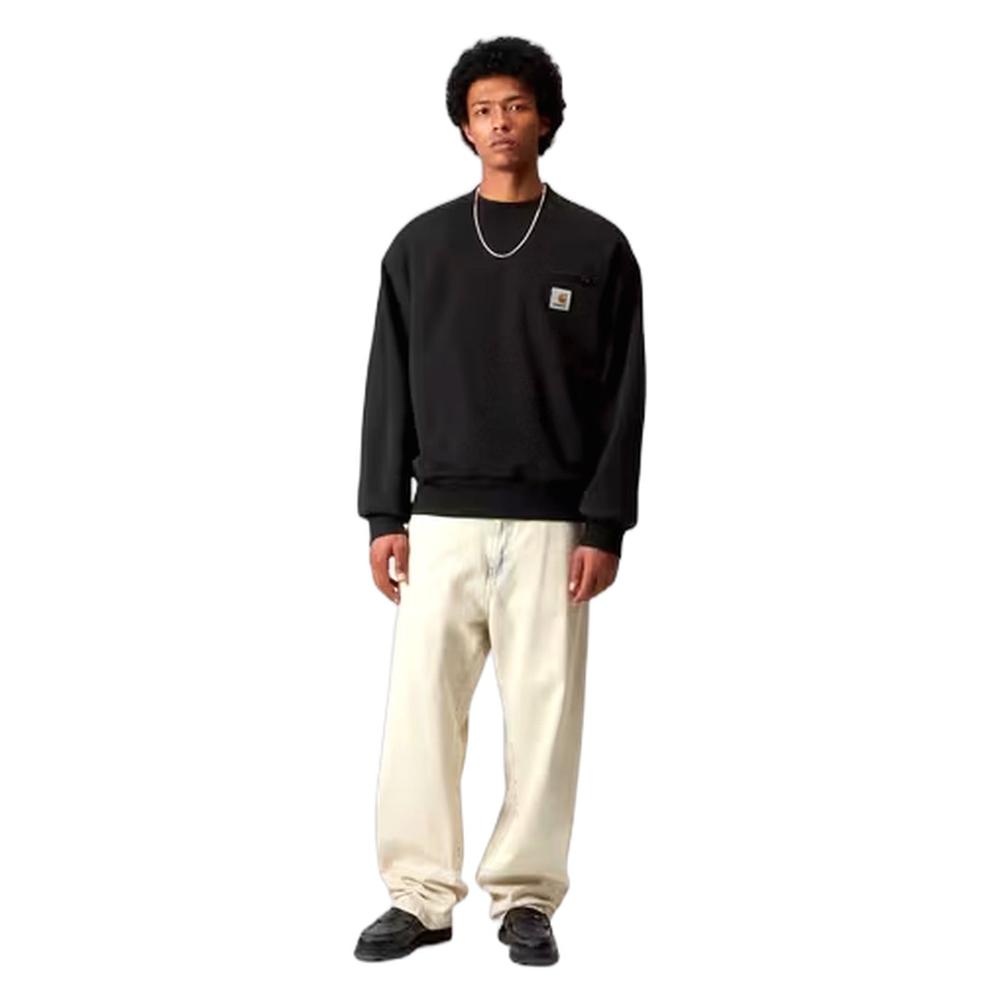 Felpa Carhartt Wip Detroit Sweat - Black Stone Washed - Felpe di Carhartt Wip | Francis Concept