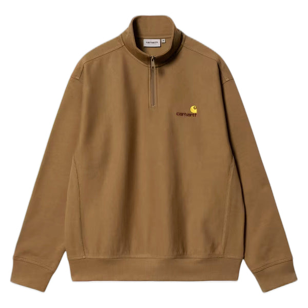 Felpa Carhartt Wip Half Zip American Script Sweat - Hamilton Brown - Felpe di Carhartt Wip | Francis Concept