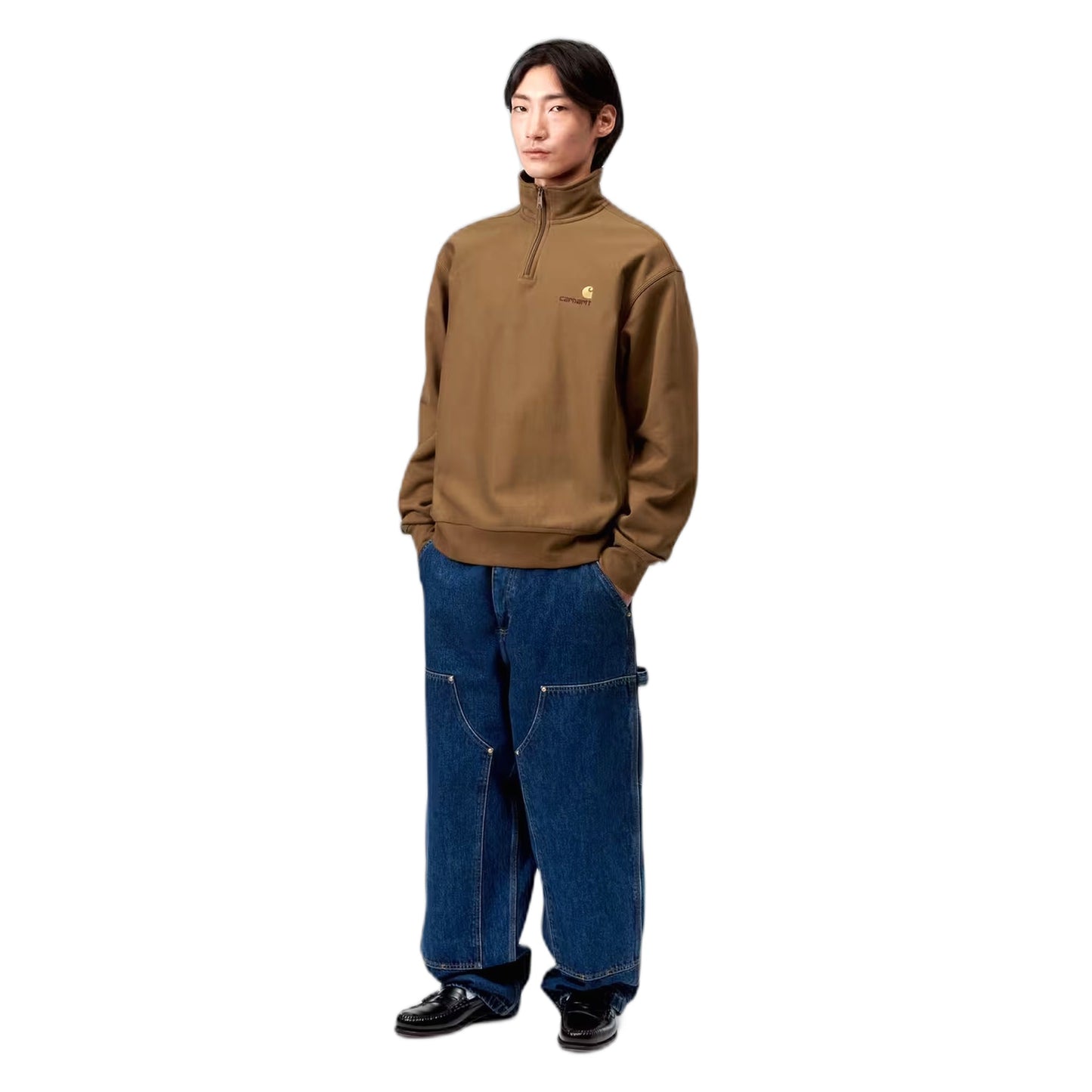 Felpa Carhartt Wip Half Zip American Script Sweat - Hamilton Brown - Felpe di Carhartt Wip | Francis Concept