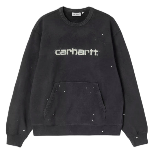 Felpa Carhartt Wip Painter Sweat - Black destroy wash, splatter