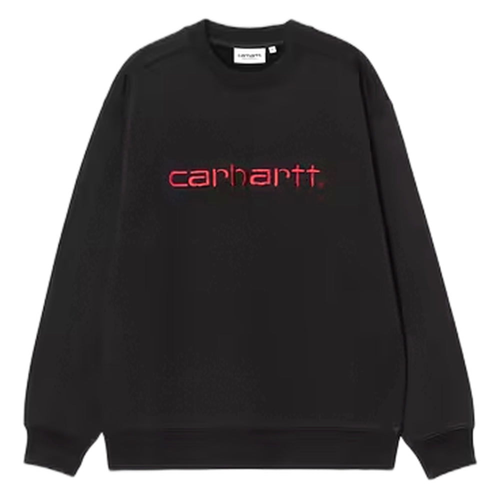 Felpa Carhartt Wip W' Carhartt Sweat - Black / Scarlet - Felpe di Carhartt Wip | Francis Concept