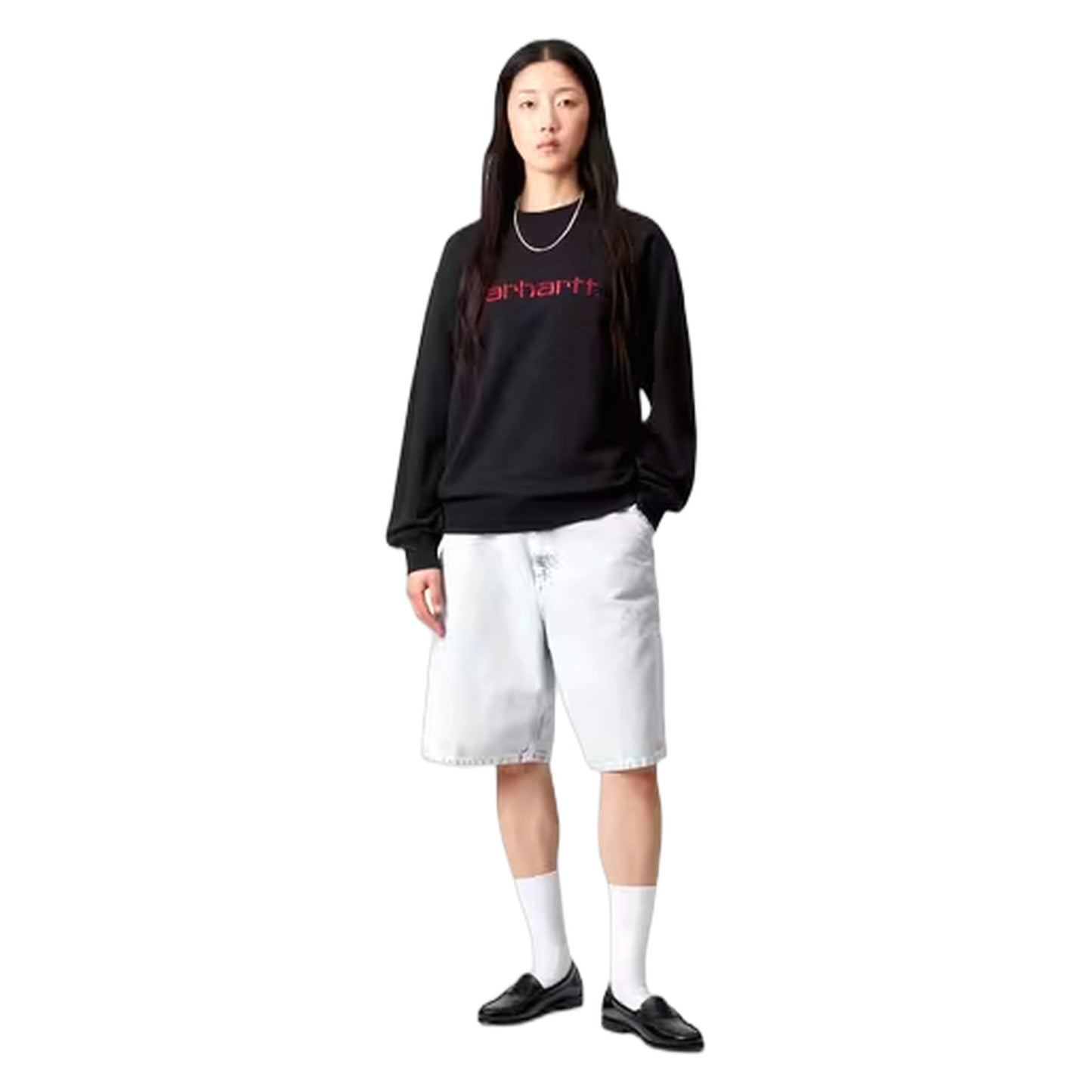 Felpa Carhartt Wip W' Carhartt Sweat - Black / Scarlet - Felpe di Carhartt Wip | Francis Concept