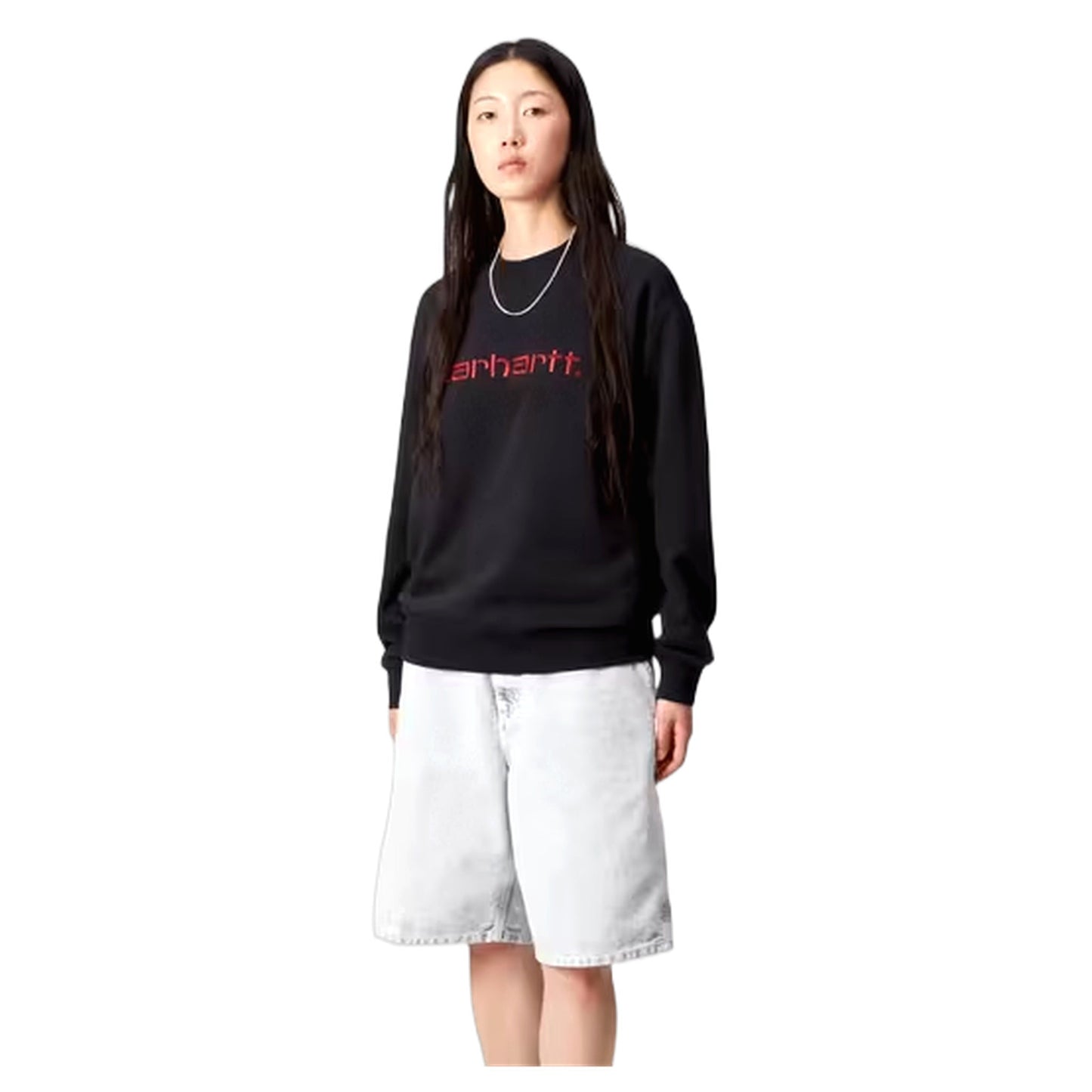 Felpa Carhartt Wip W' Carhartt Sweat - Black / Scarlet - Felpe di Carhartt Wip | Francis Concept
