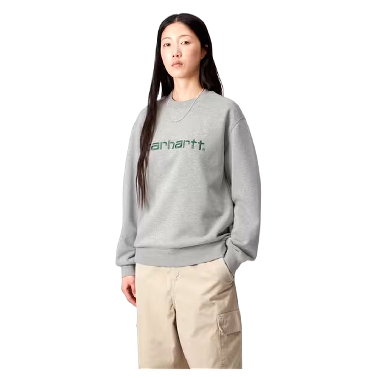 Felpa Carhartt Wip W' Carhartt Sweat - Grey Heather / Dark Fir - Felpe di Carhartt Wip | Francis Concept