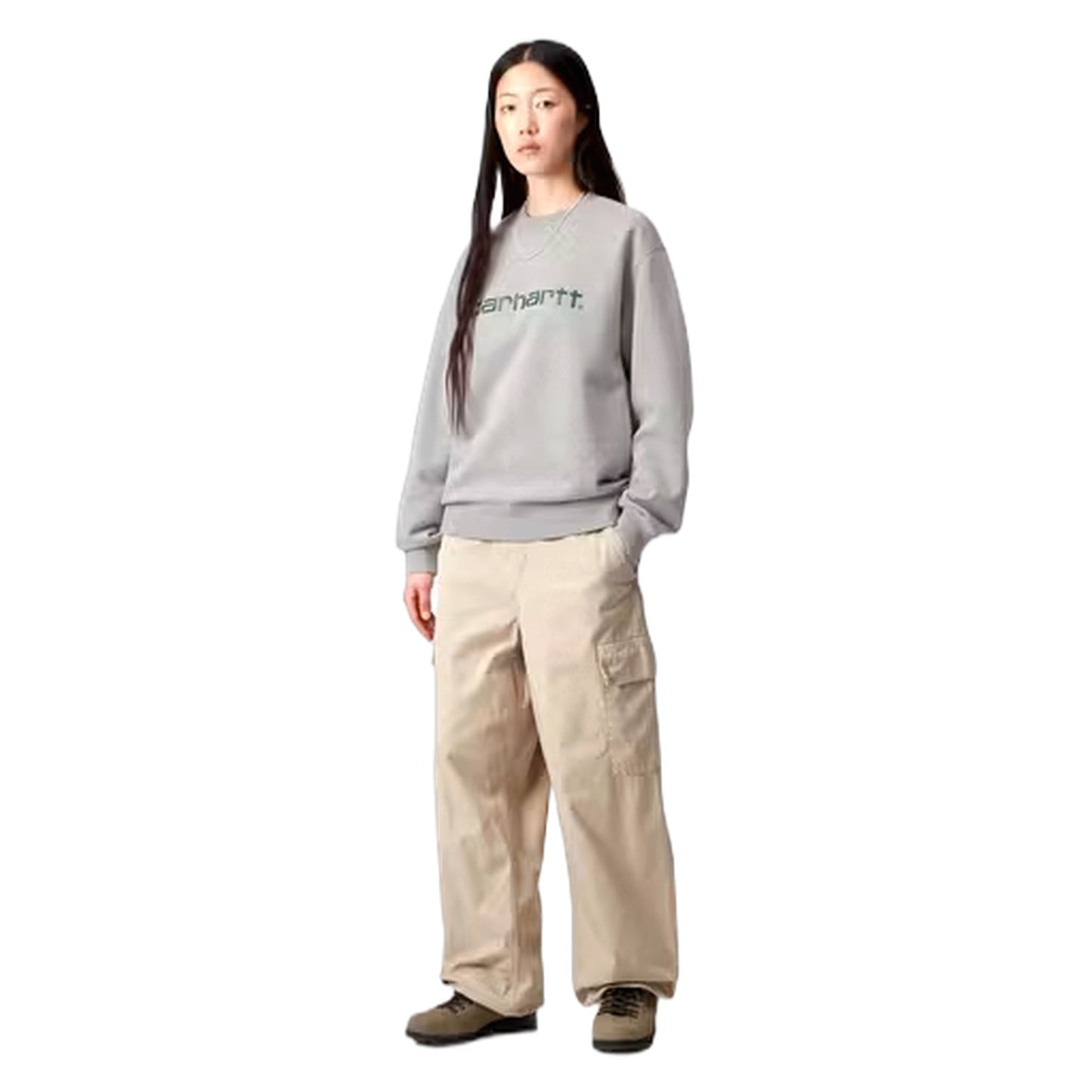 Felpa Carhartt Wip W' Carhartt Sweat - Grey Heather / Dark Fir - Felpe di Carhartt Wip | Francis Concept