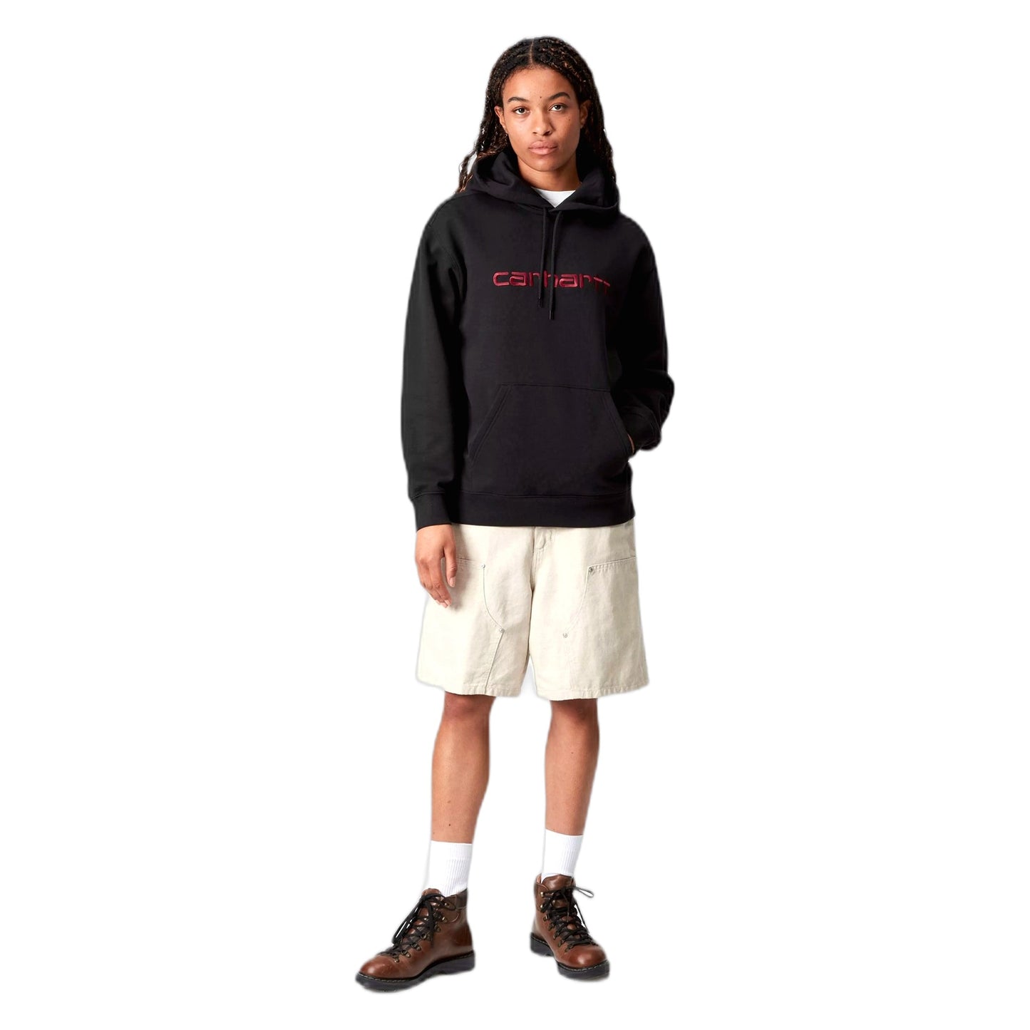 Felpa Carhartt Wip W' Hooded Carhartt Sweatshirt - Black / Scarlet - Felpe di Carhartt Wip | Francis Concept