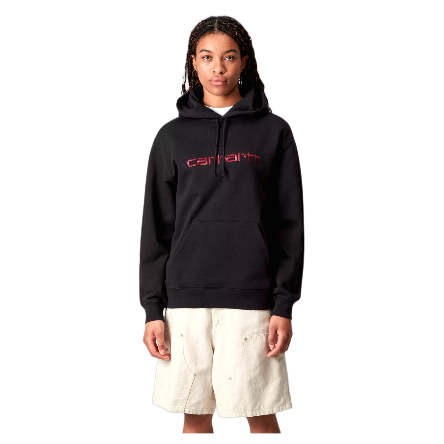 Felpa Carhartt Wip W' Hooded Carhartt Sweatshirt - Black / Scarlet - Felpe di Carhartt Wip | Francis Concept