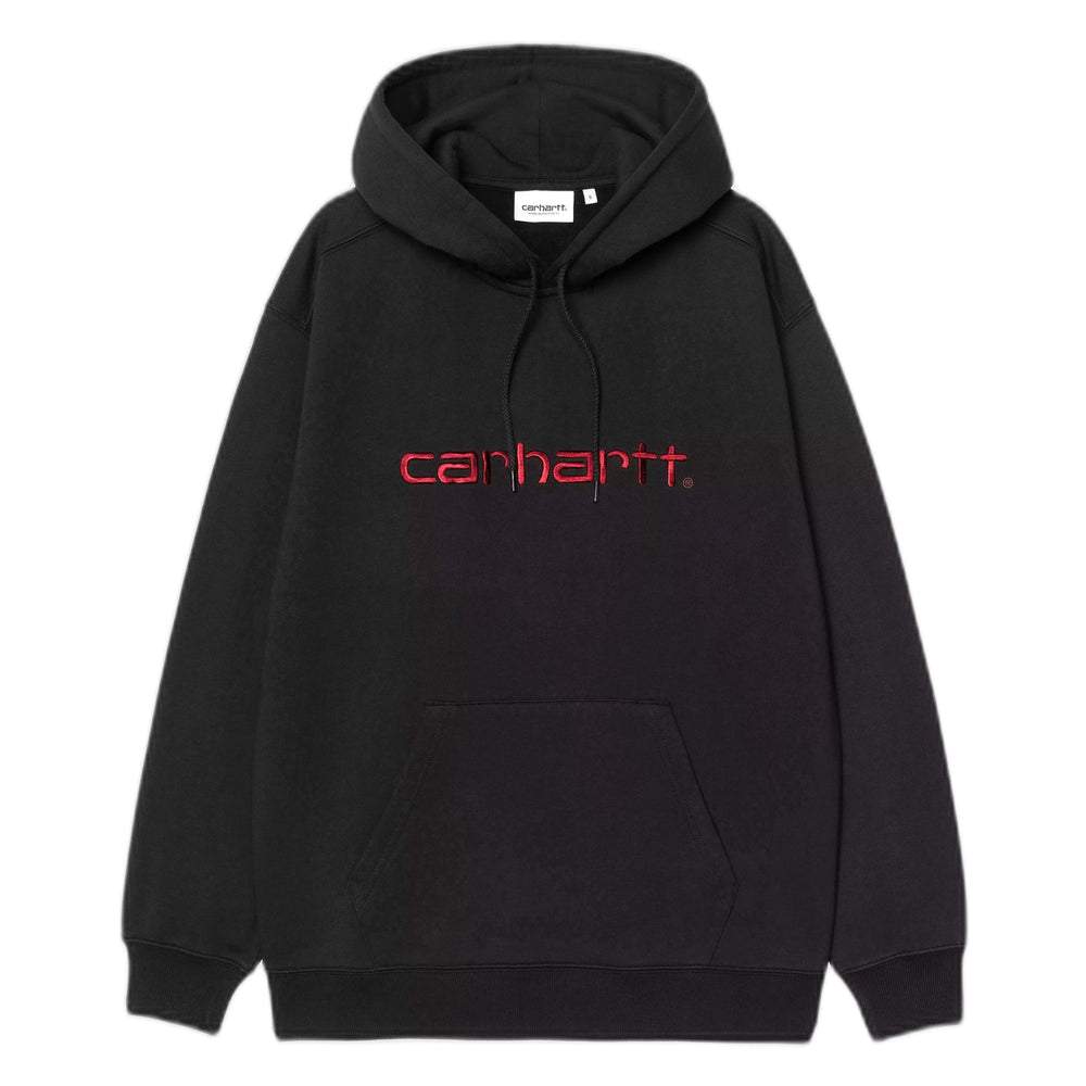 Felpa Carhartt Wip W' Hooded Carhartt Sweatshirt - Black / Scarlet - Felpe di Carhartt Wip | Francis Concept