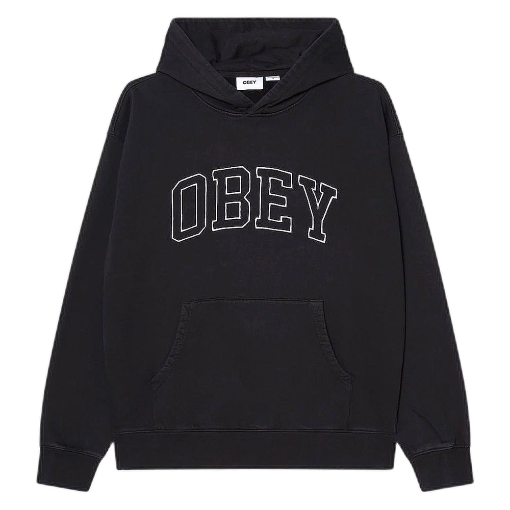 Felpa Obey Collegiate Faded Hood Fleece - Digital Black Faded Wash - Felpe di Obey | Francis Concept