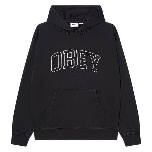 Felpa Obey Collegiate Faded Hood Fleece - Digital Black Faded Wash - Felpe di Obey | Francis Concept