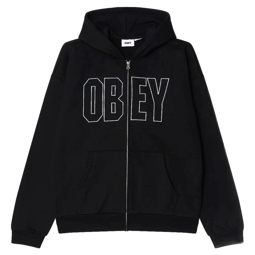 Felpa Obey Gordon Extra Heavy Zip Hood Fleece - Black - Felpe di Obey | Francis Concept