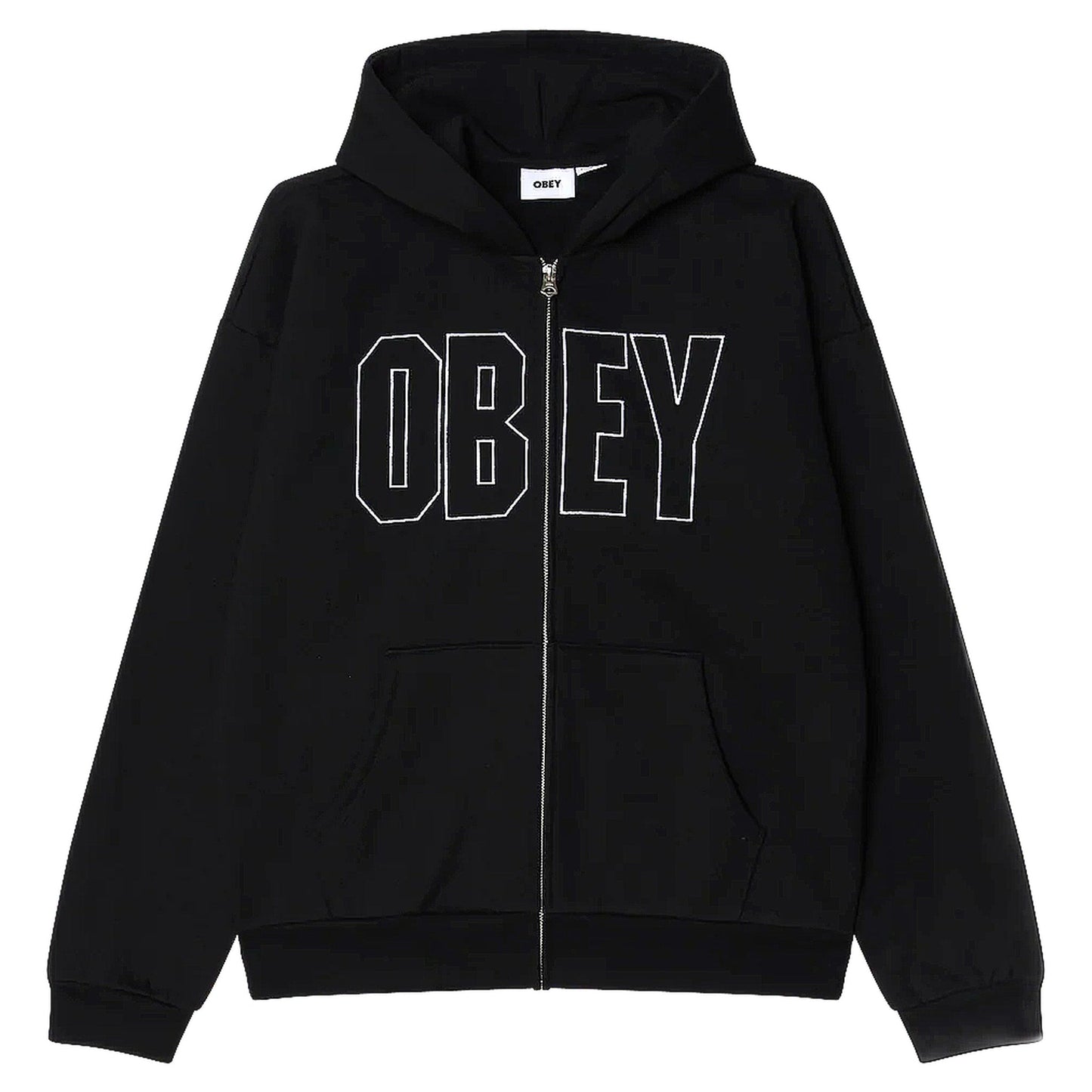 Felpa Obey Gordon Extra Heavy Zip Hood Fleece - Black - Felpe di Obey | Francis Concept