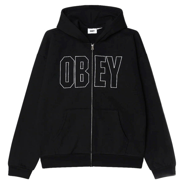 Felpa Obey Gordon Extra Heavy Zip Hood Fleece - Black - Felpe di Obey | Francis Concept