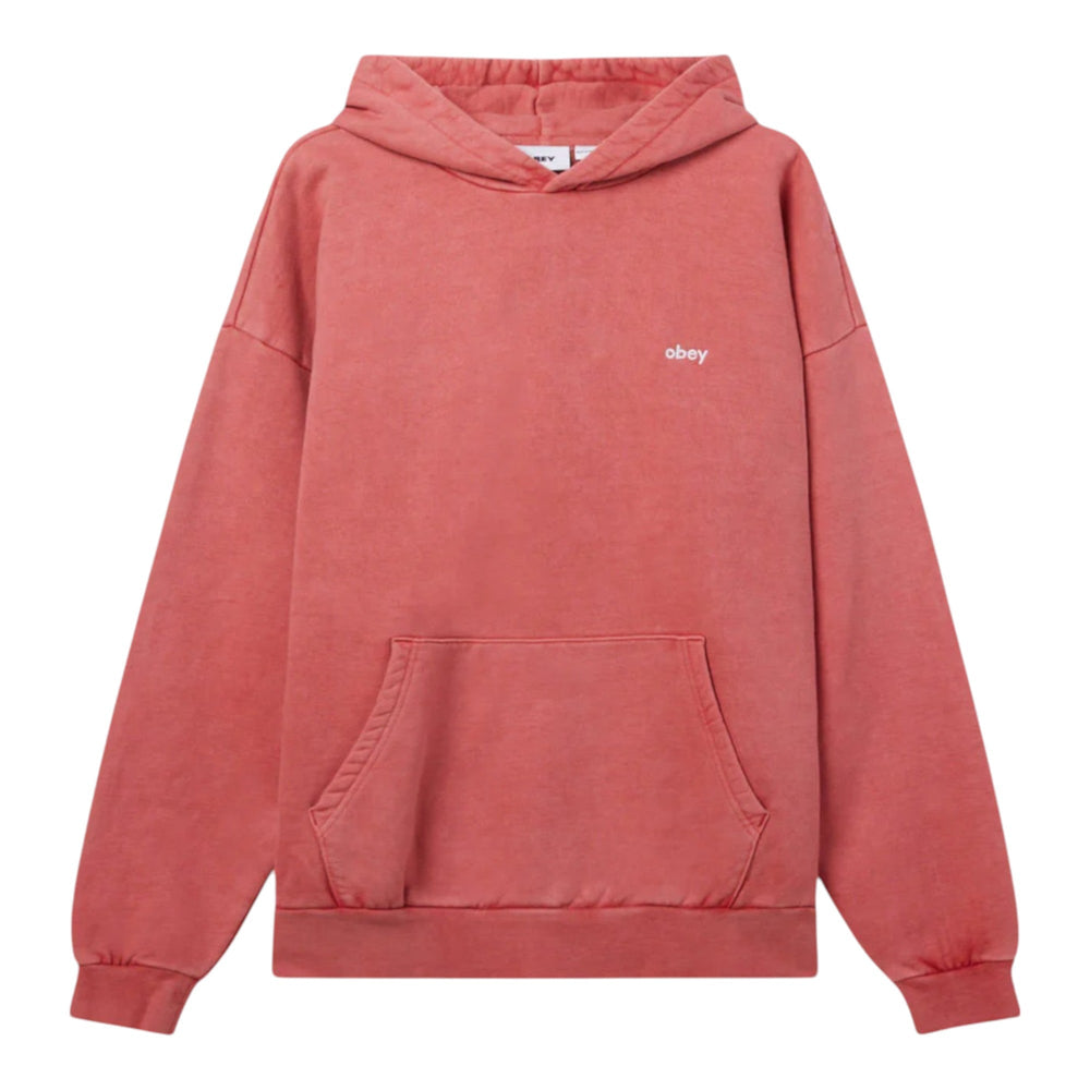 Felpa Obey Lowercase Pigment Hood Fleece - Mineral Red - Felpe di Obey | Francis Concept